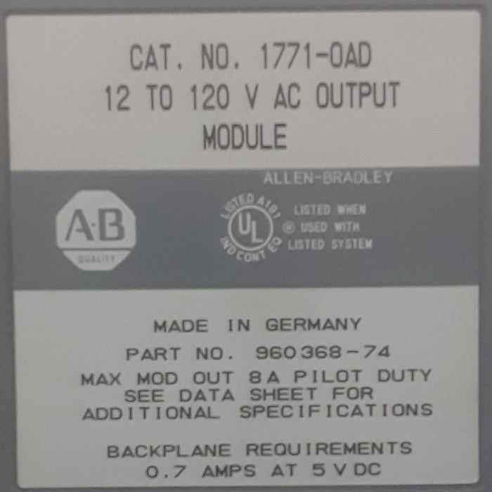 1771-OAD Allen Bradley Output Module C 120V