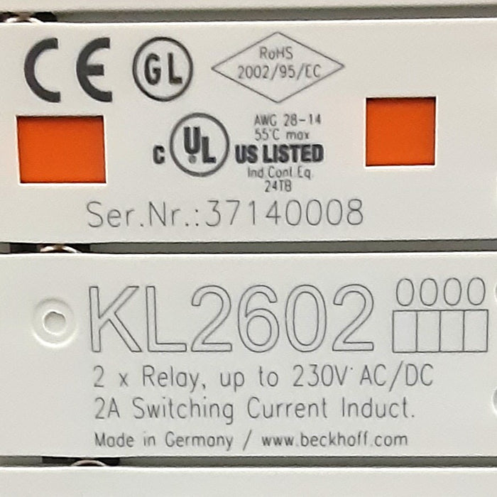 KL2602 Beckhoff 2-Channel Relay Bus Terminal